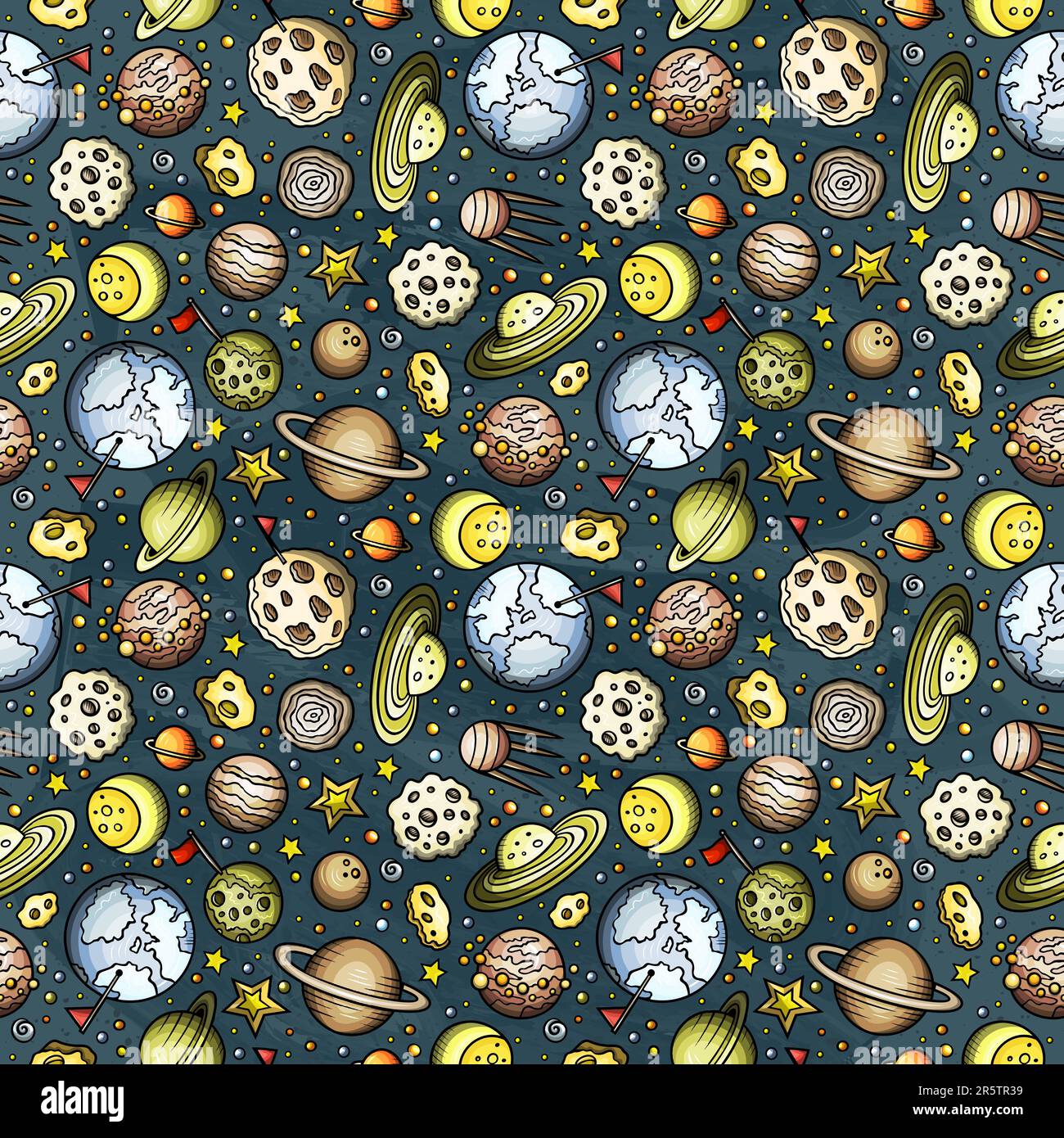 Cartoon cute doodles Space seamless pattern Stock Vector Image & Art ...