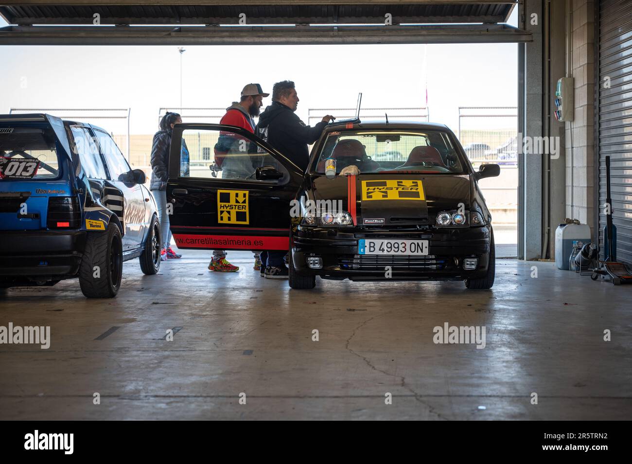 The Fiat Uno drag racing car in the garage Stock Photo