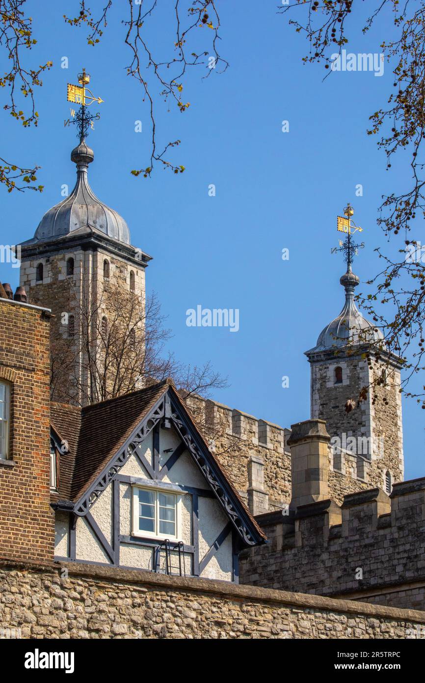 The exterior of the historic White Tower at the Tower of London, UK. Stock Photo