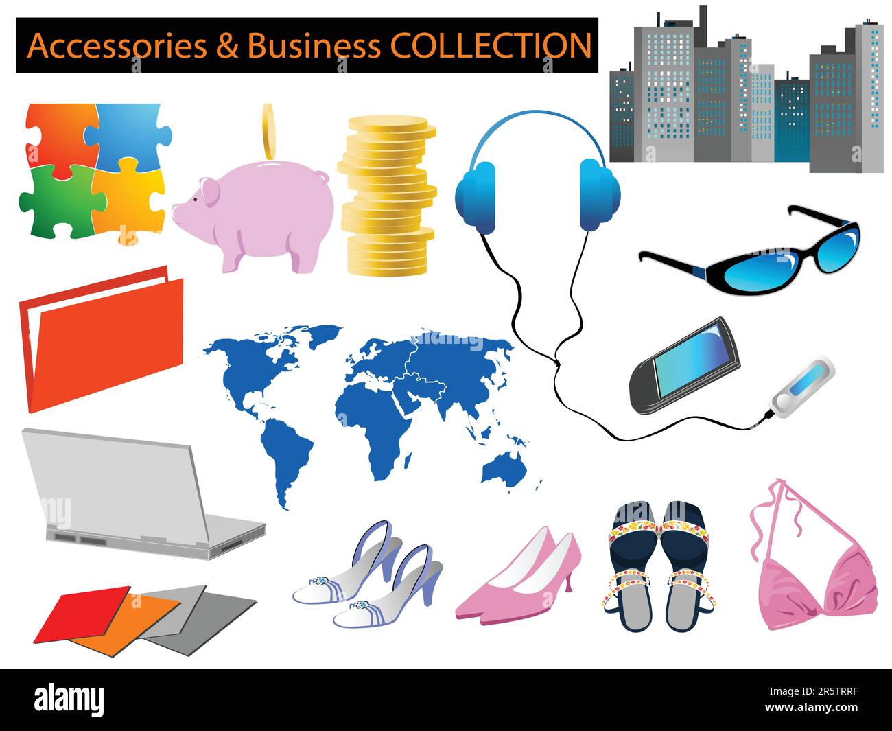 illustration of business and daily life accessories Stock Vector Image