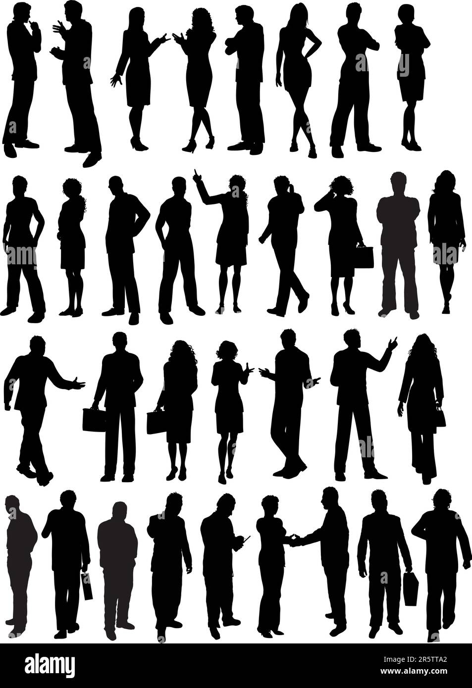 Silhouettes Of Lots Of Business People Stock Vector Image & Art - Alamy