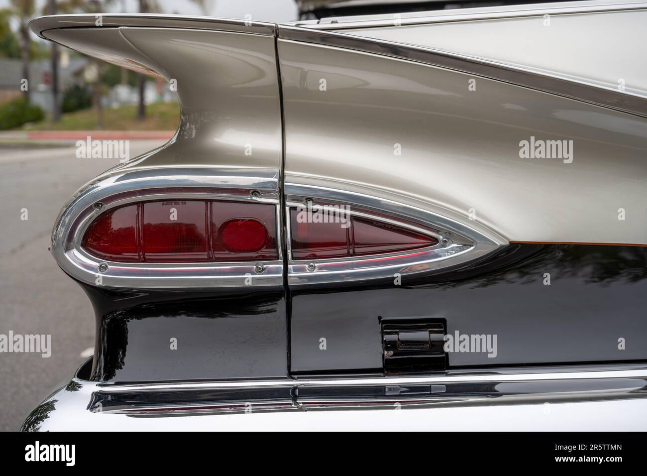 Classic car tail lights are in perfect working condition on the back of this 1959 El Camino