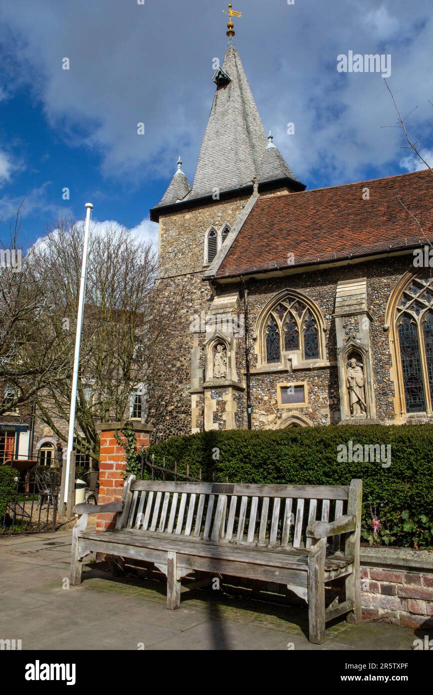 View of the exterior of All Saints Church in the beautiful town of Maldon in Essex, UK. Stock Photo