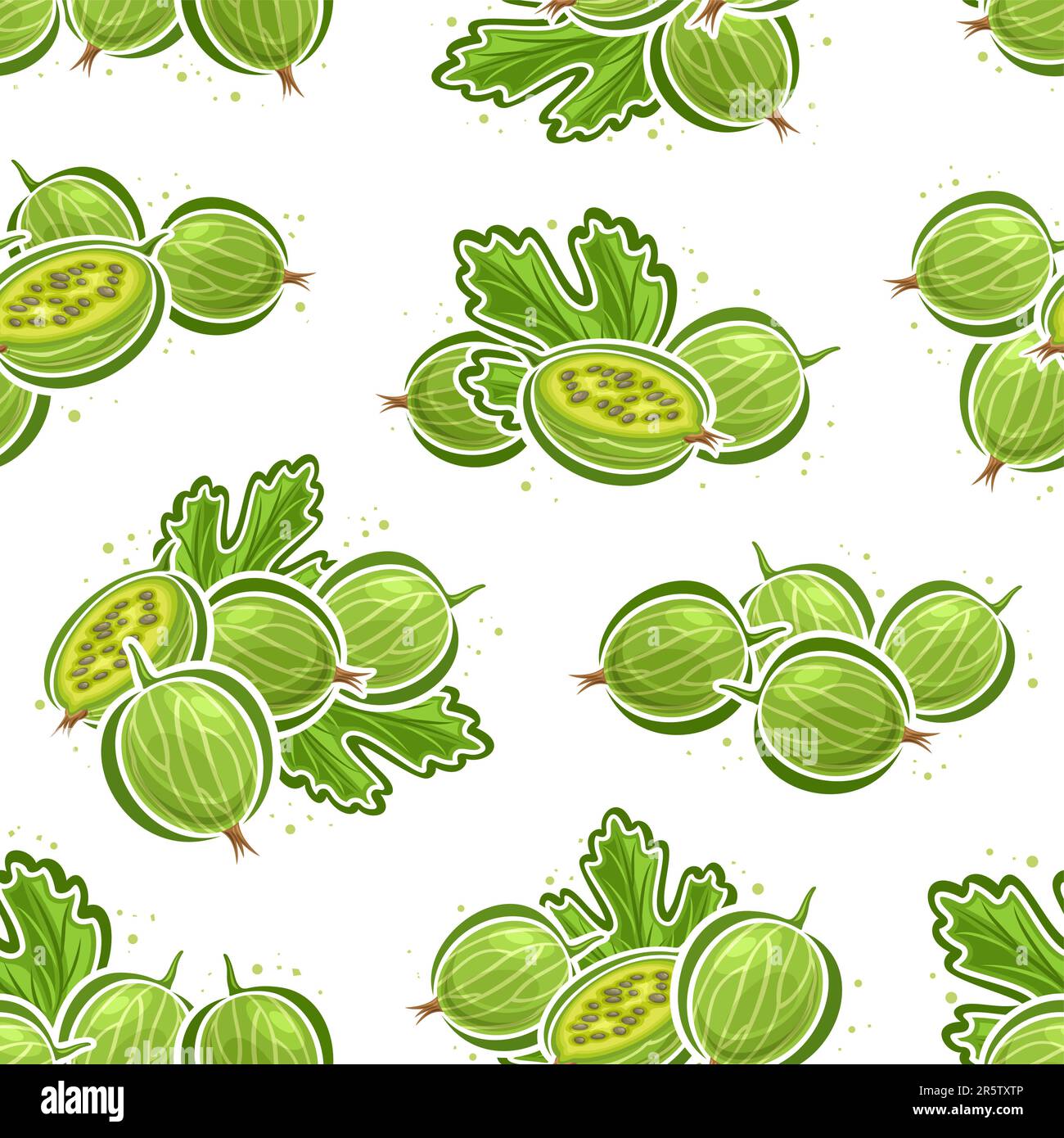 Vector Green Gooseberry seamless pattern, repeat background with ...