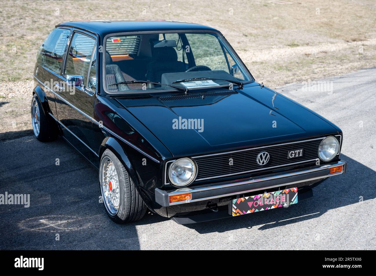 Detail of a beautiful German classic, it is a first generation Volkswagen Golf Stock Photo