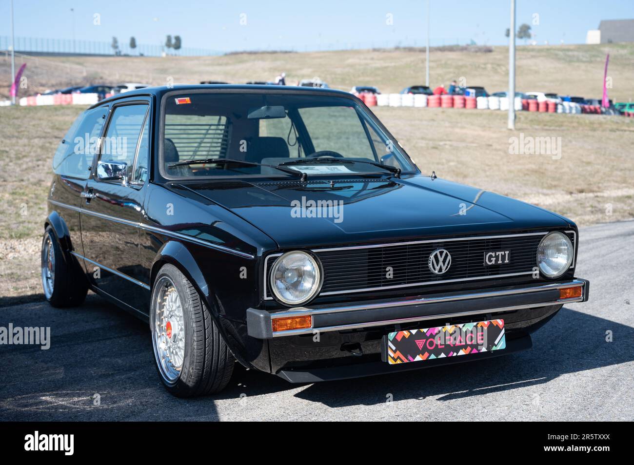 Detail of a beautiful German classic, it is a first generation Volkswagen Golf Stock Photo