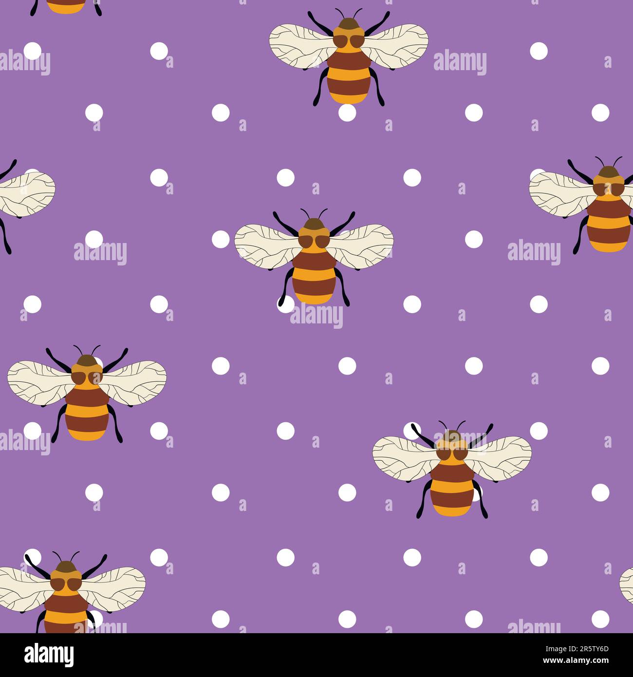 Seamless pattern with bees on color background. Small wasp. Vector ...