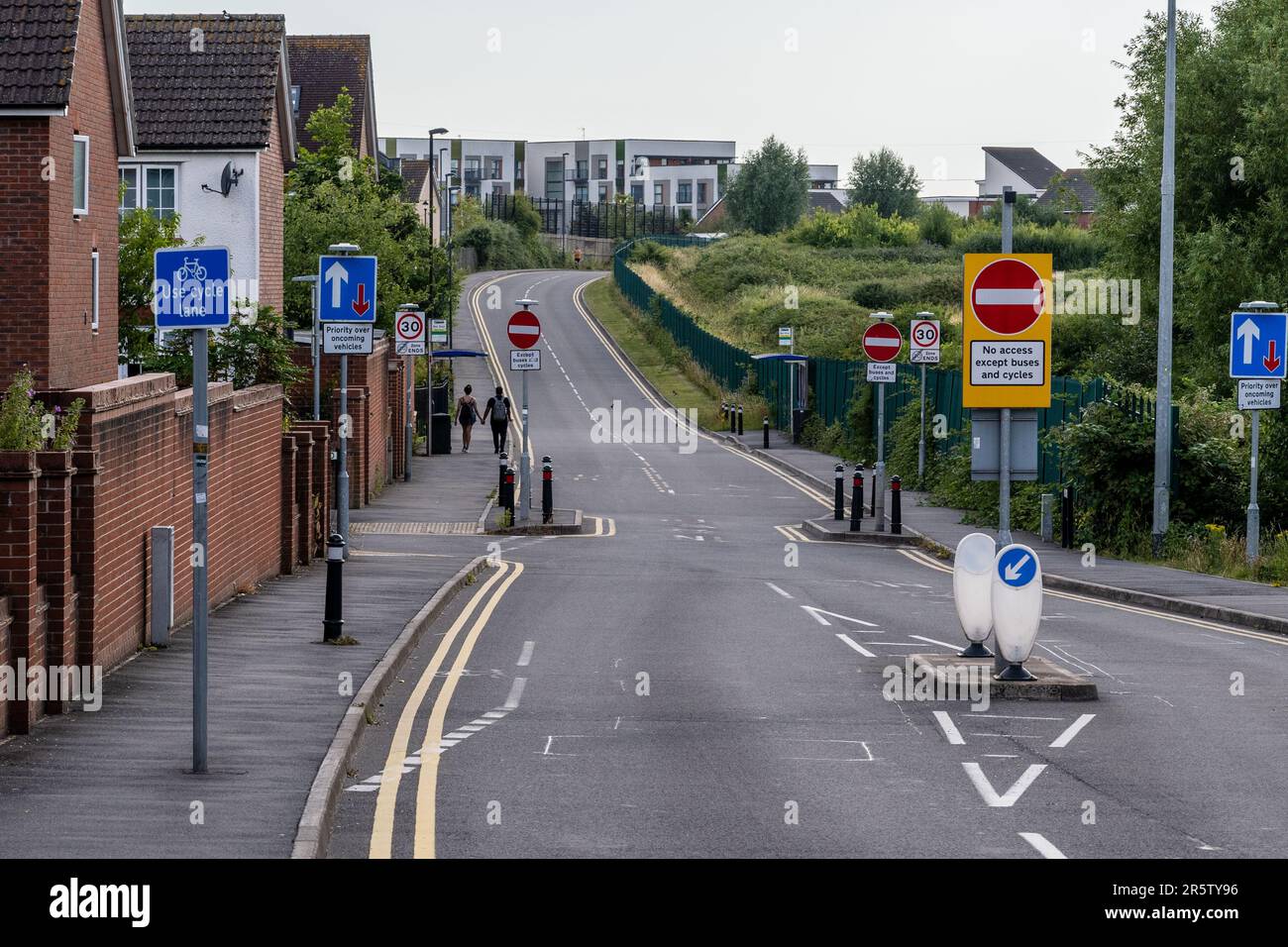 Long Mead, a busonly street through Cheswick Village, a suburb of