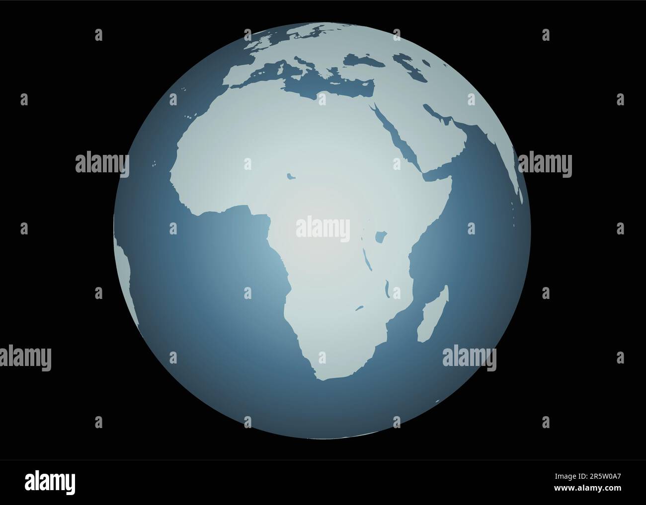 Africa (Vector). Accurate map of Africa. Mapped onto a globe. Includes the large lakes, Madagascar. Europe and Middle East to the North. Stock Vector