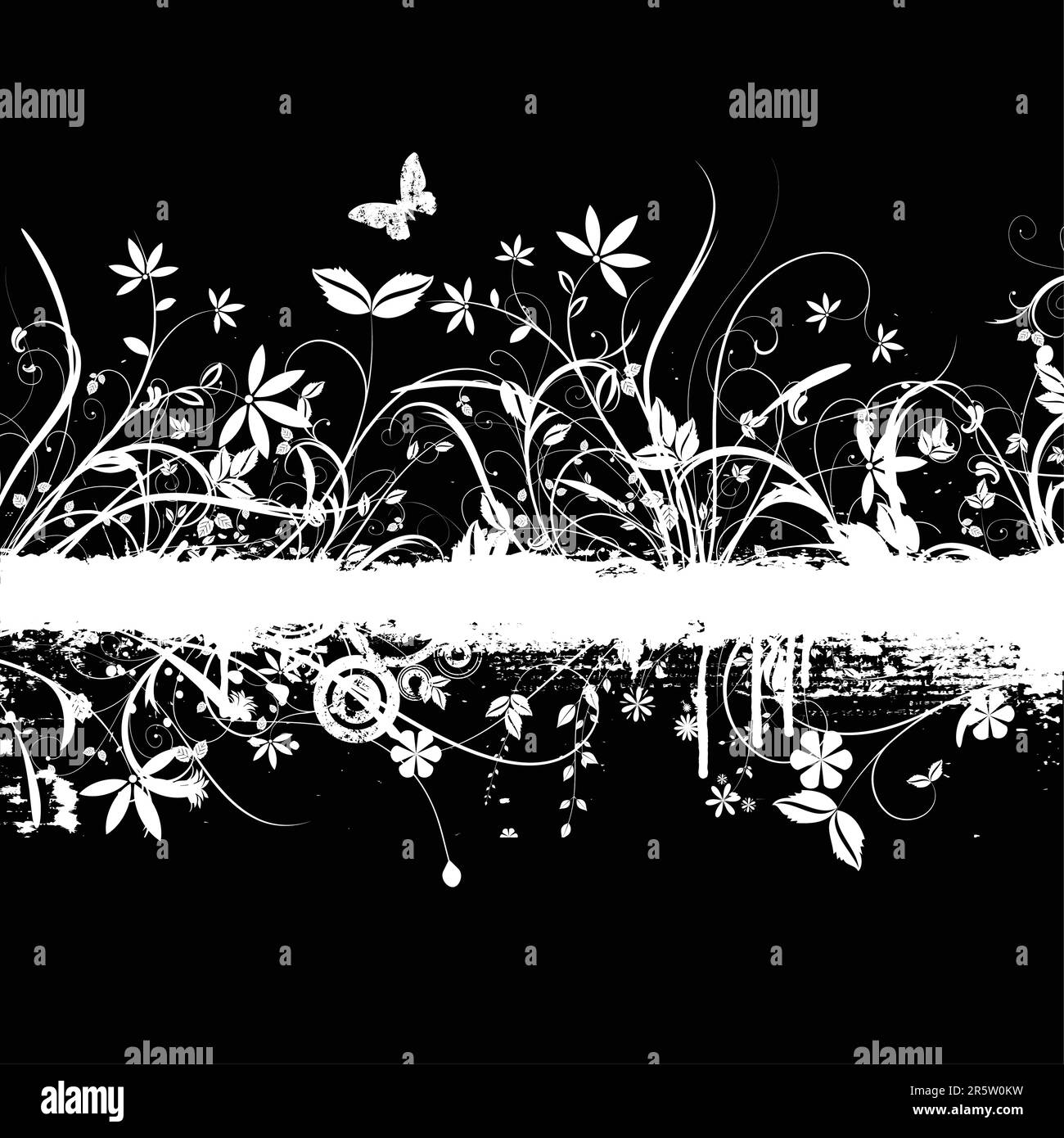 Floral grunge background with butterflies Stock Vector Image & Art - Alamy