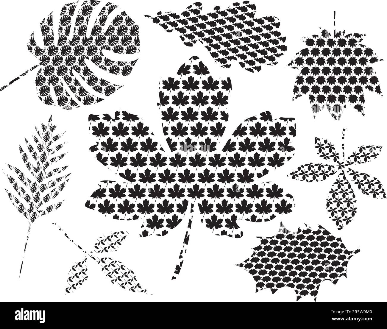 Set of vector leaf design made from the leaf's silhouette Stock Vector
