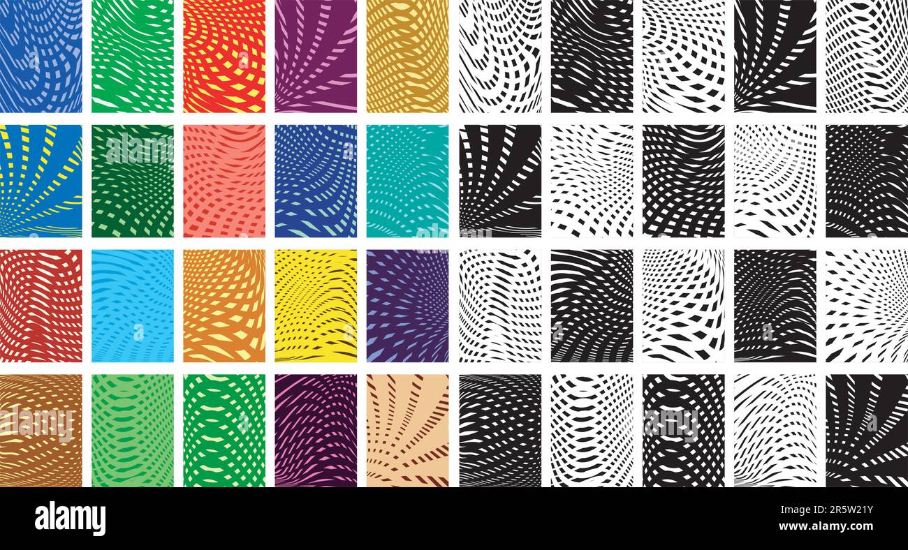 Set of editable vector crisscross patterns as color and blackand