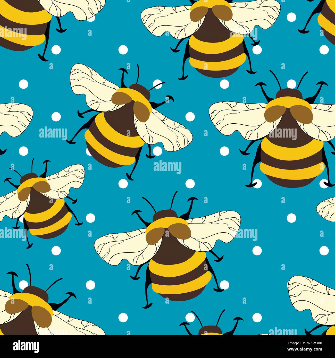 Seamless pattern with bees on color background. Small wasp. Vector ...