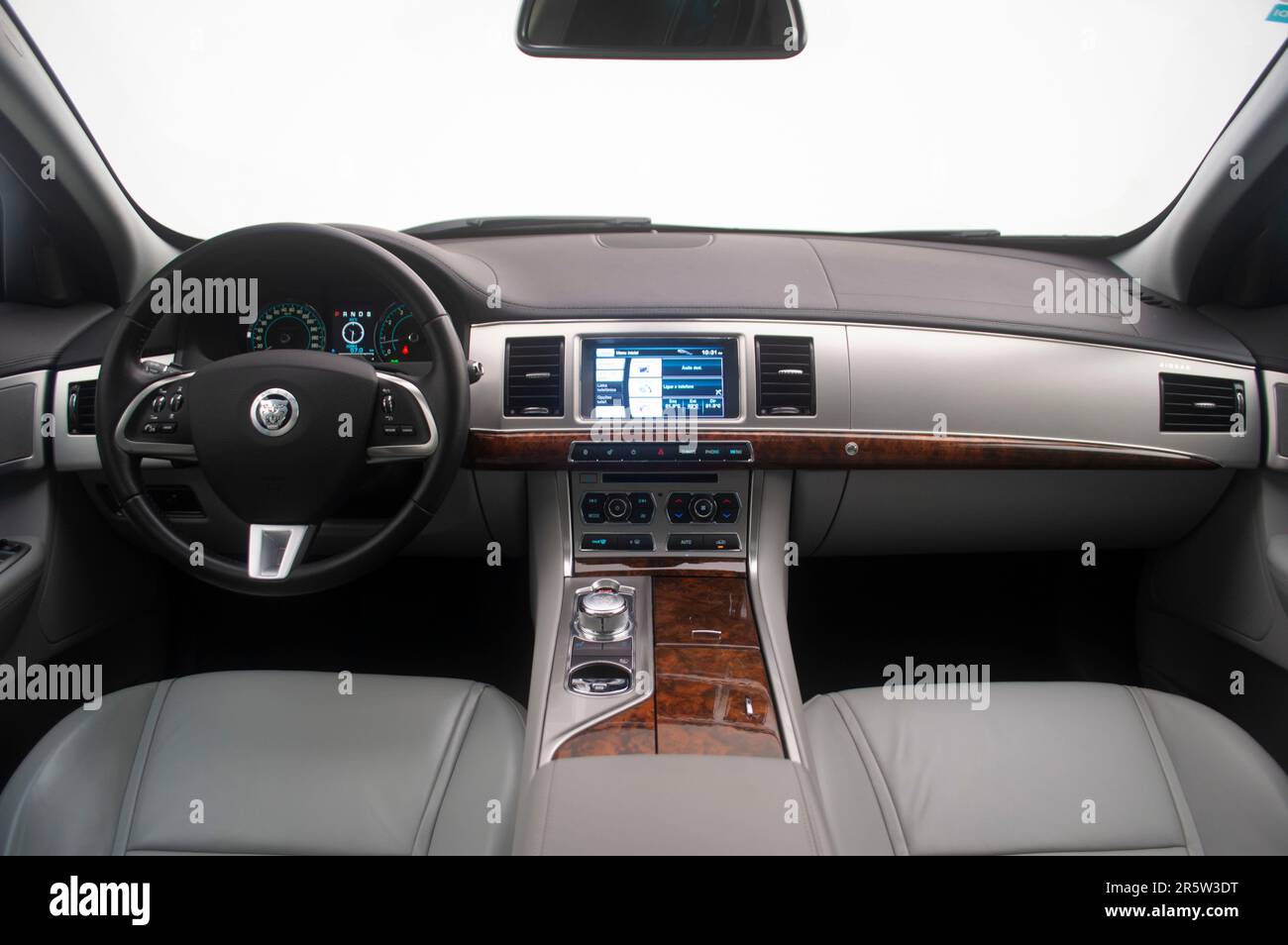 An interior shot of a modern car with a digital dashboard Stock Photo