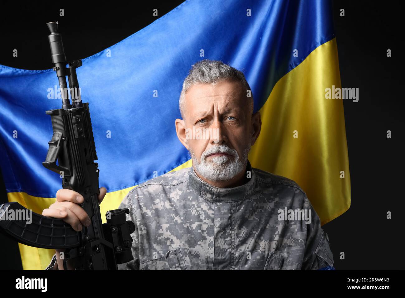 Assault rifle with ukraine flag hi-res stock photography and images - Alamy
