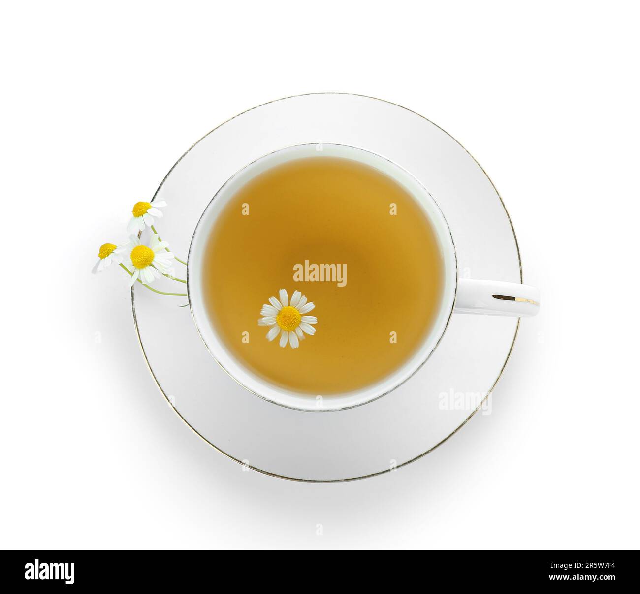 Cup of hot chamomile tea isolated on white background Stock Photo - Alamy
