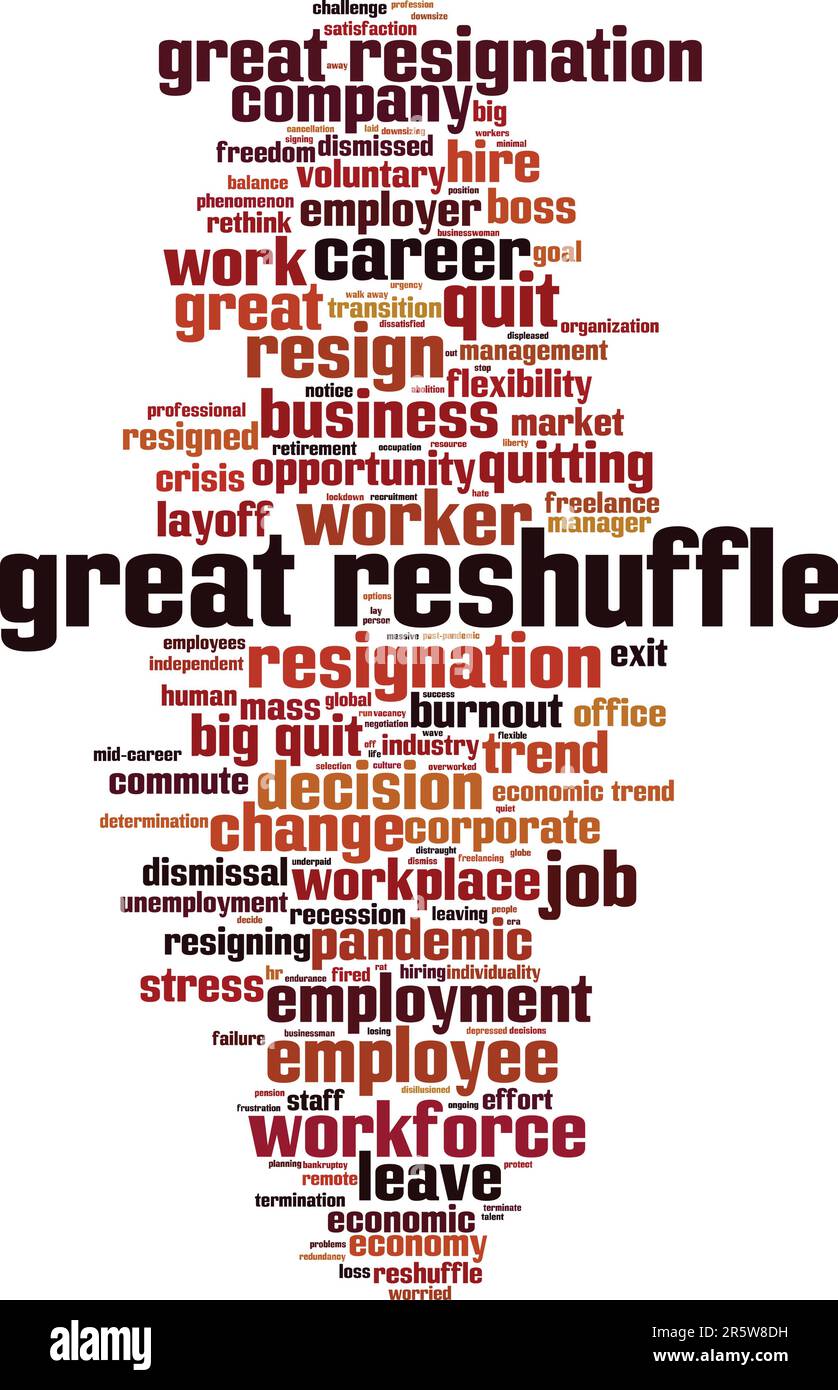 Great resignation word cloud concept. Collage made of words about great