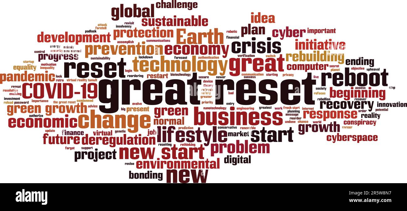 Great reset word cloud concept. Collage made of words about great reset. Vector illustration Stock Vector