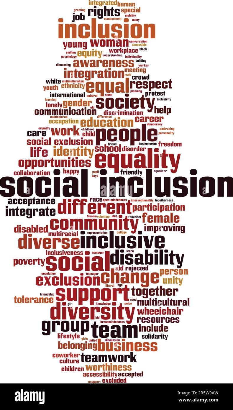 Social inclusion word cloud concept. Collage made of words about social inclusion. Vector illustration Stock Vector