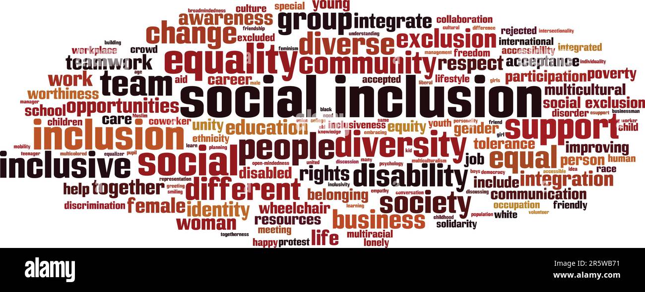 Social inclusion word cloud concept. Collage made of words about social