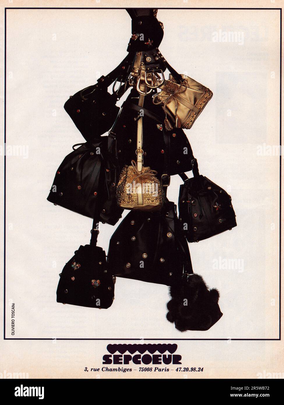Sepcoeur black and gold bags Vintage bags with stones Black and gold bags vintage French advertisement Stock Photo Alamy