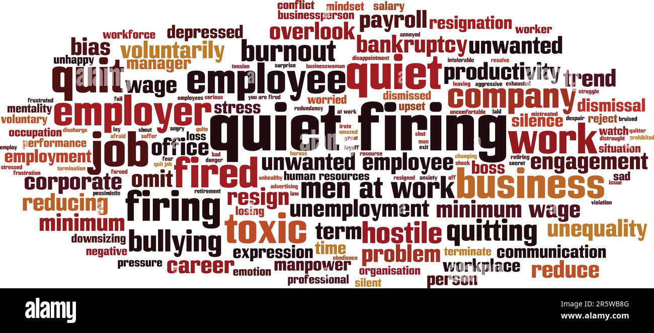 Quiet firing word cloud concept. Collage made of words about quiet