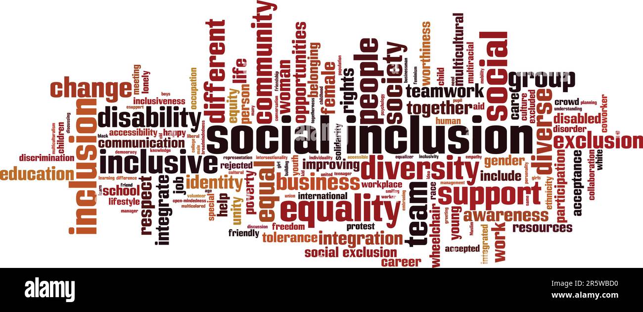 Social inclusion word cloud concept. Collage made of words about social inclusion. Vector illustration Stock Vector
