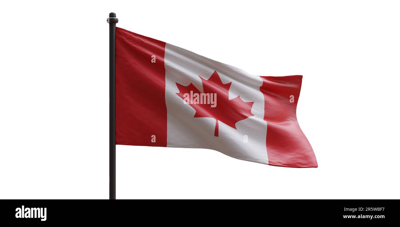 Canada day, Canadian National Holiday. Flag waving isolated on white background, 3d render Stock Photo