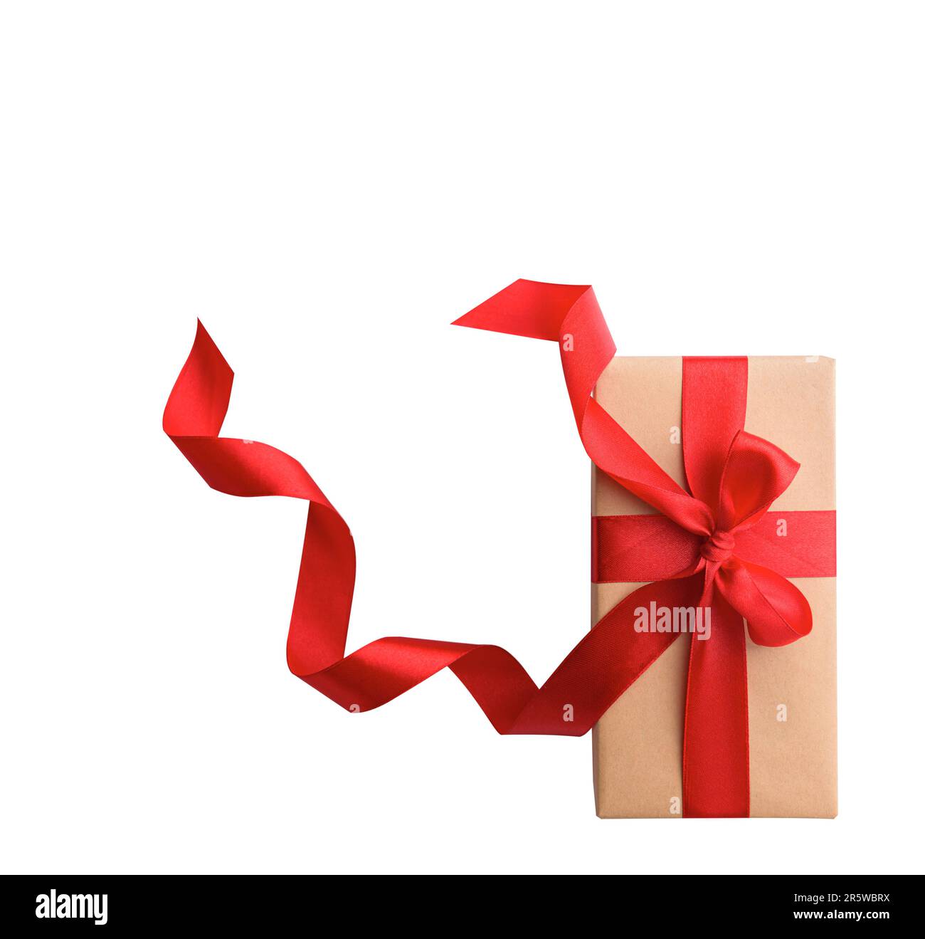 Gift box with ribbon and bow isolated on white background Stock Photo ...