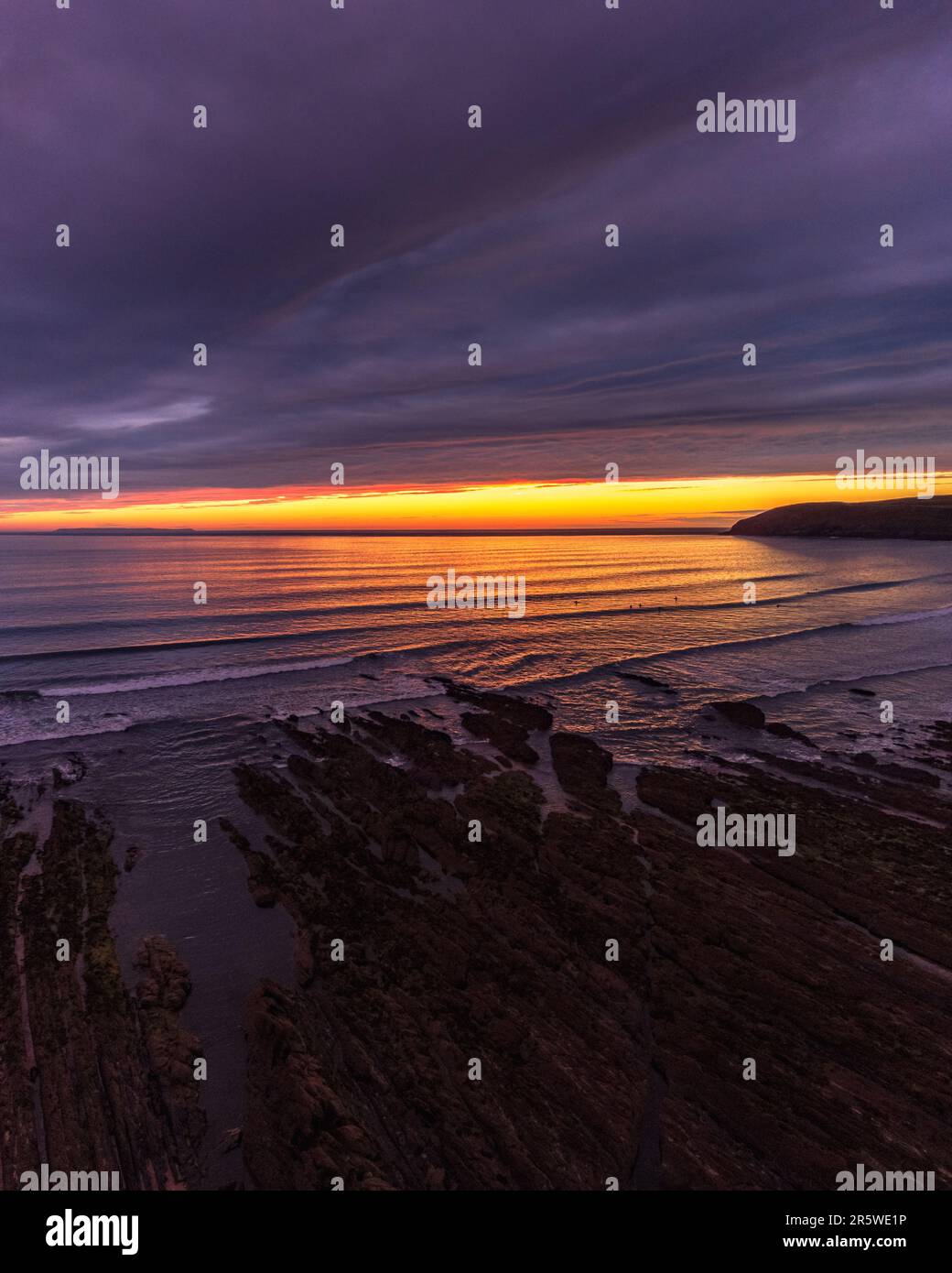 An aerial view of a beautiful sea at sunset Stock Photo - Alamy