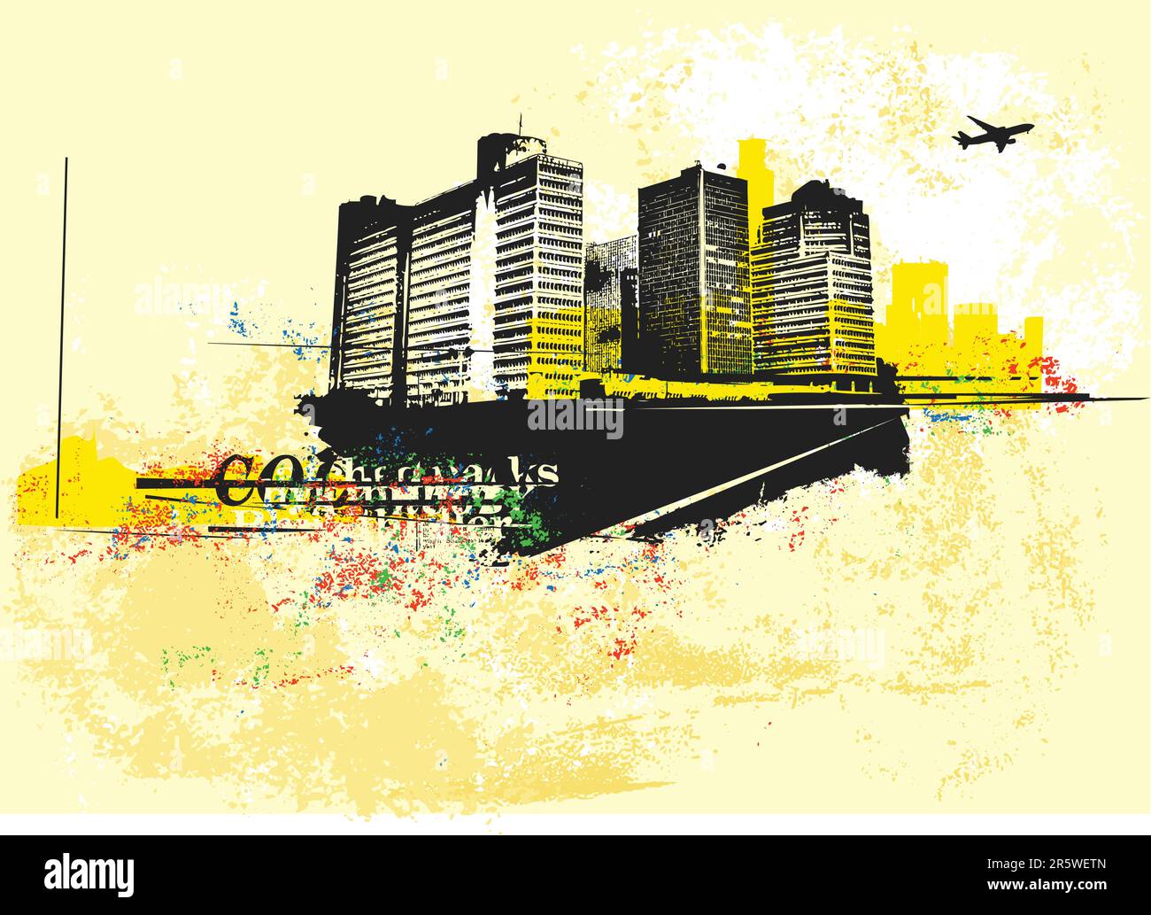 Big City - Grunge styled urban background. Vector illustration Stock ...