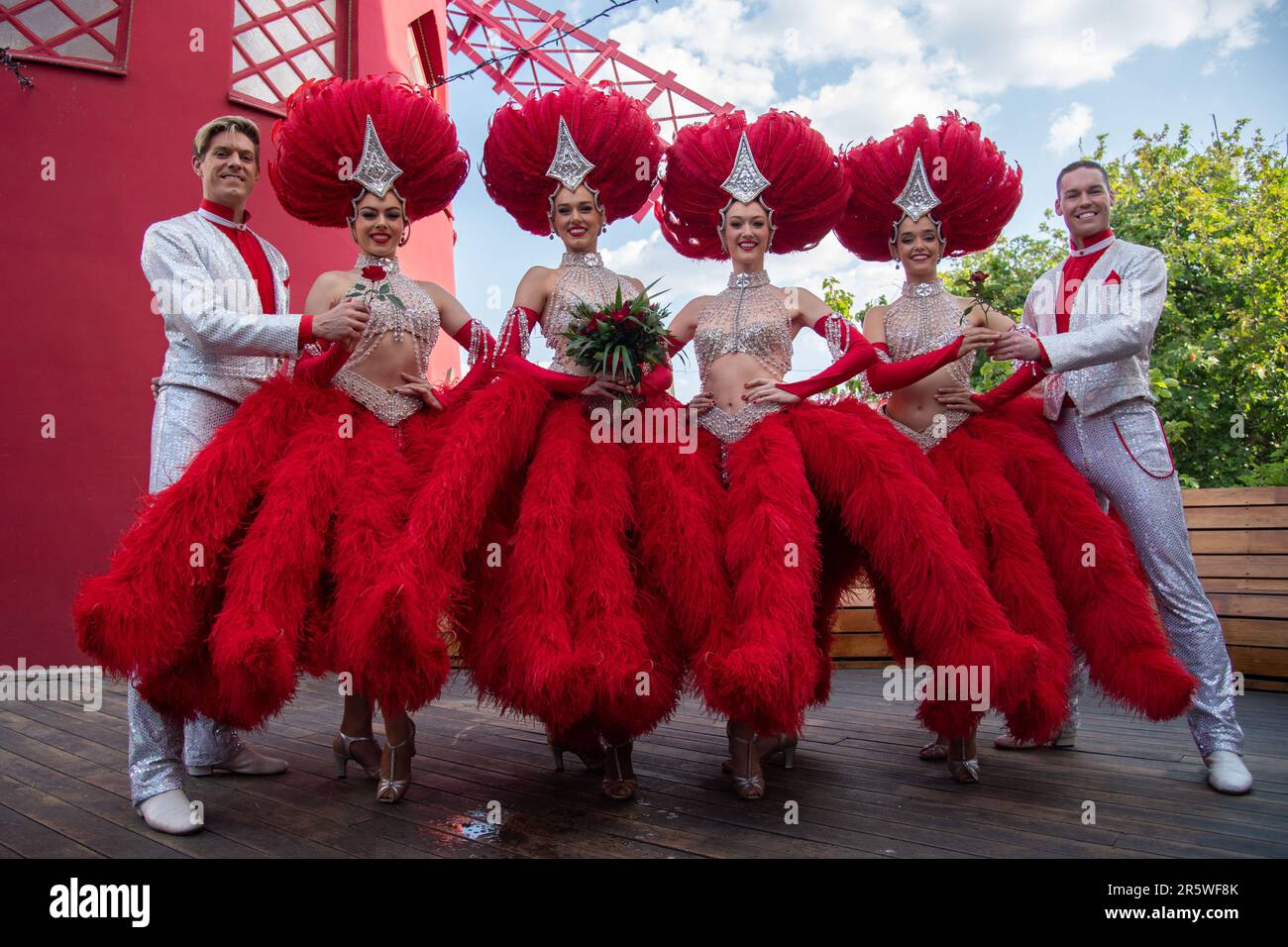 paris-france-05th-june-2023-dancers-of-the-moulin-rouge-attending