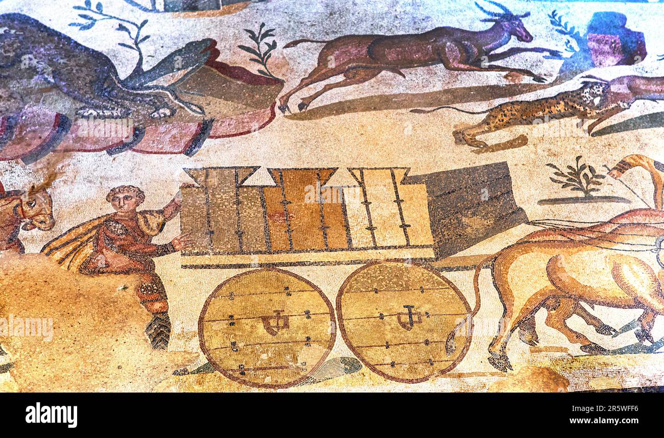 Mosaics at the Villa Romana Del Casale Sicily Stock Photo