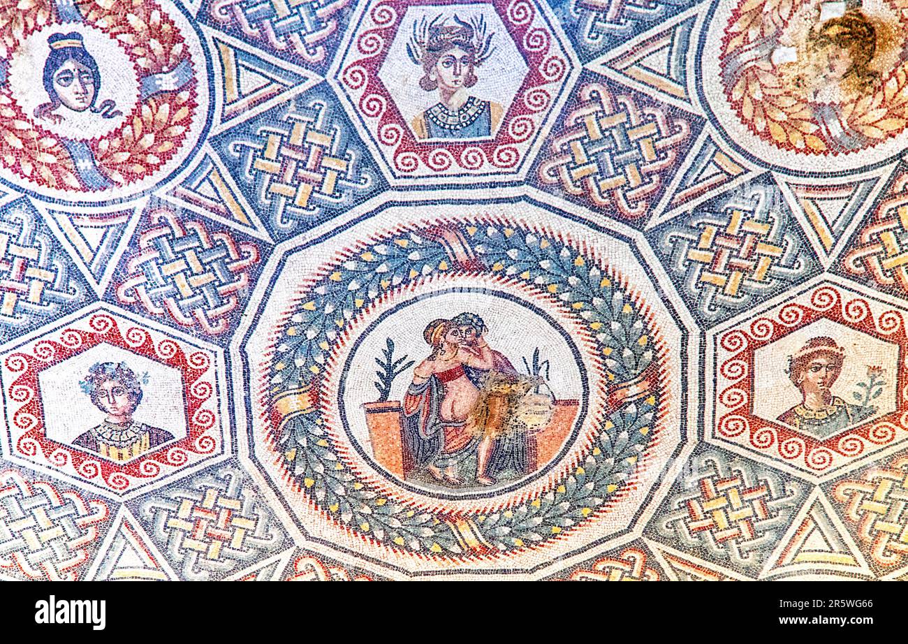 Mosaics at the Villa Romana Del Casale Sicily Stock Photo