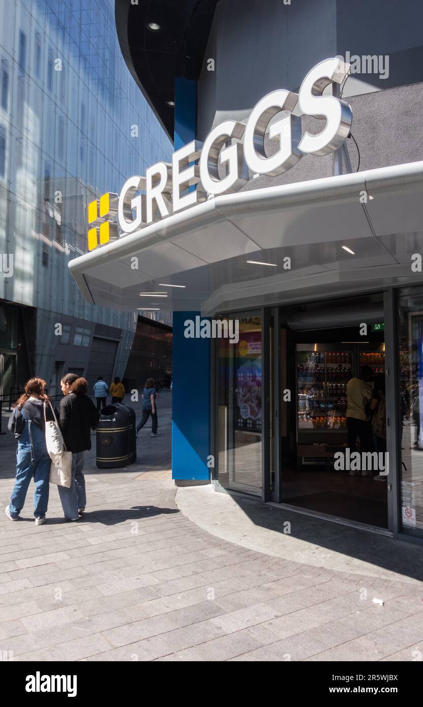 Greggs's flagship store, Leicester Square, London, WC2, England, UK Stock Photo