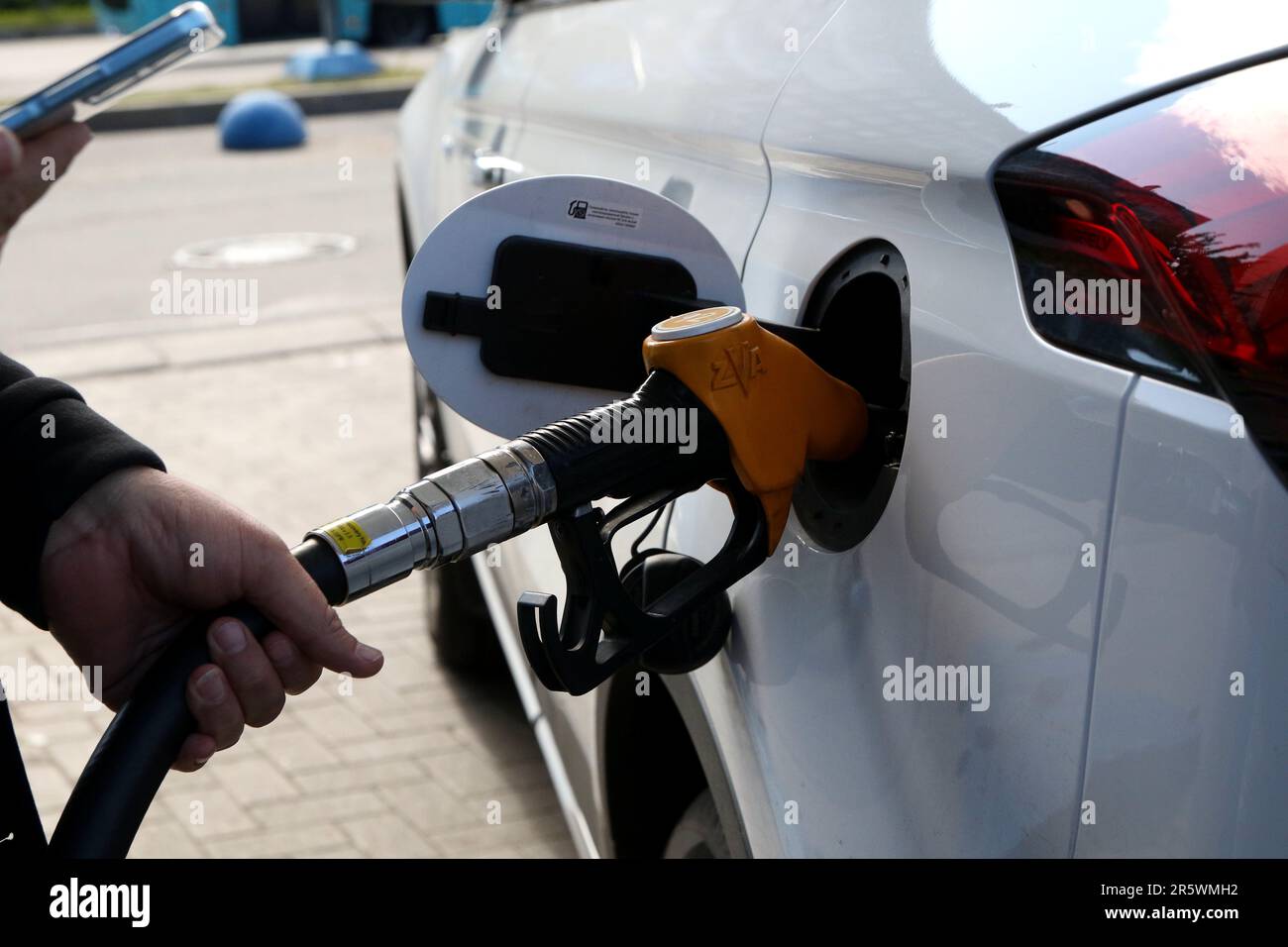 Russian Federation. SaintPetersburg. June, summer. The work of the gas station Gazpromneft