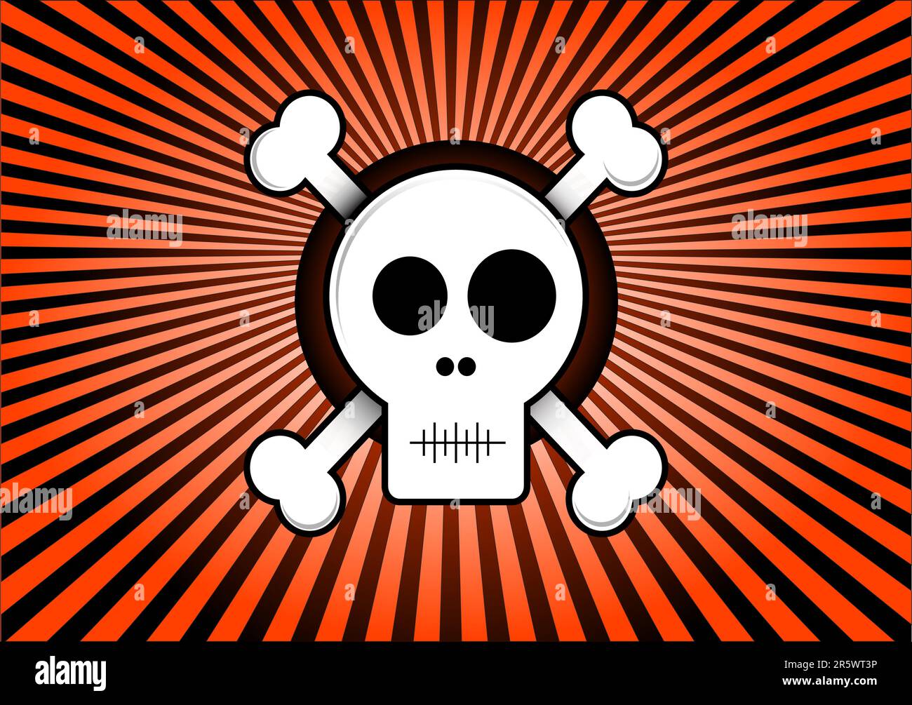 Skull and Crossbones with red rays background Illustration Stock Vector