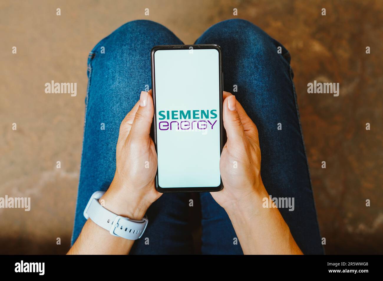 In this photo illustration, the Siemens Energy AG logo is displayed on a  smartphone screen Stock Photo - Alamy