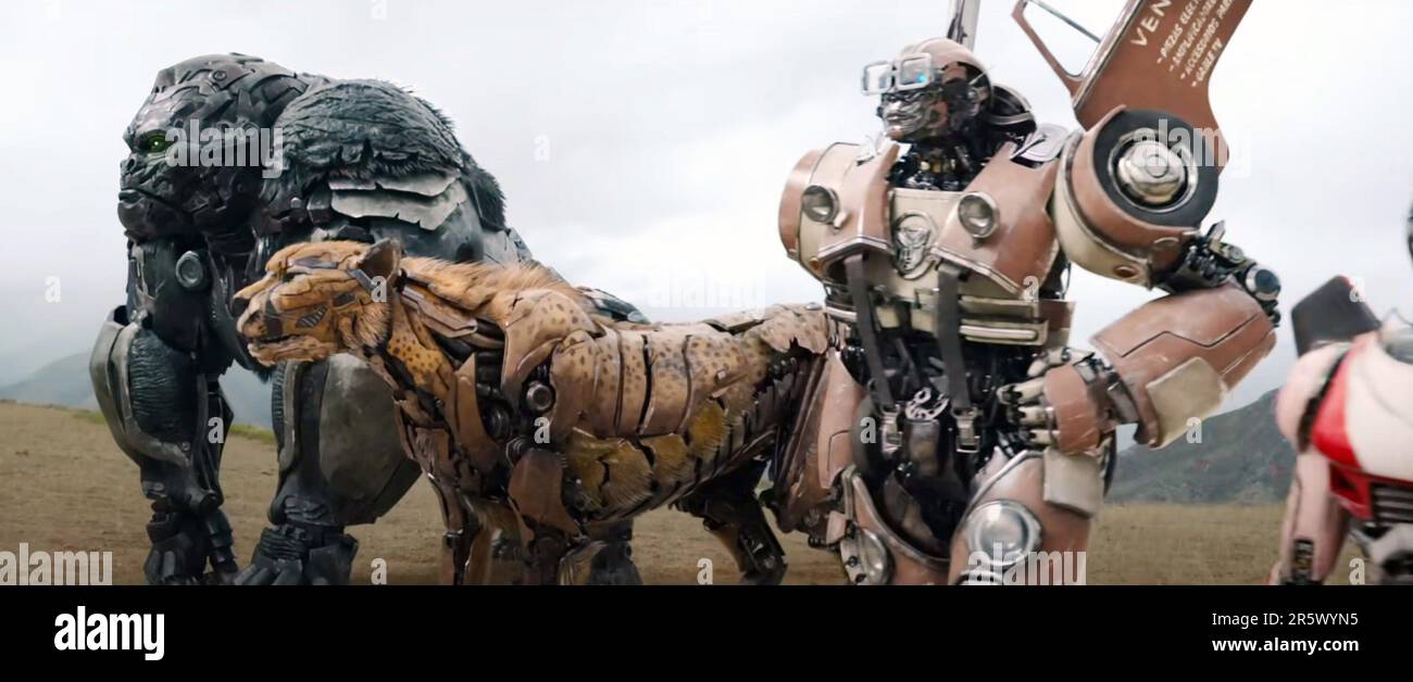 TRANSFORMERS RISE OF THE BEASTS, from left Optimus Primal (voice Ron