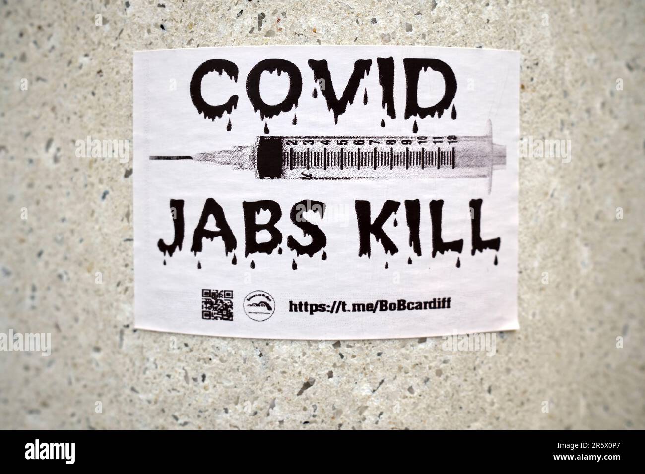 Anti Covid Poster Cardiff South Wales Stock Photo