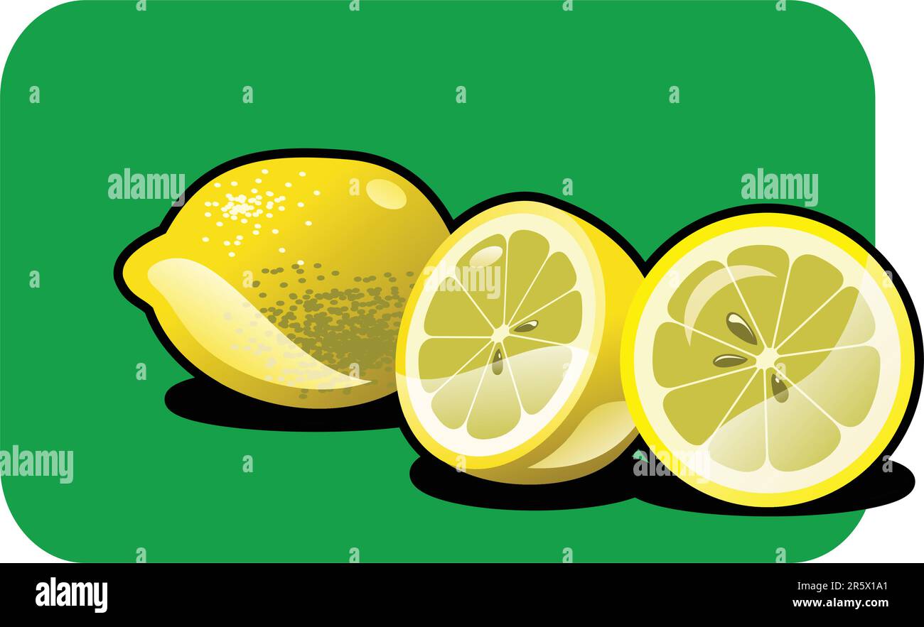 Color illustration of a lemon. Part of my vector fruit Collection Stock ...