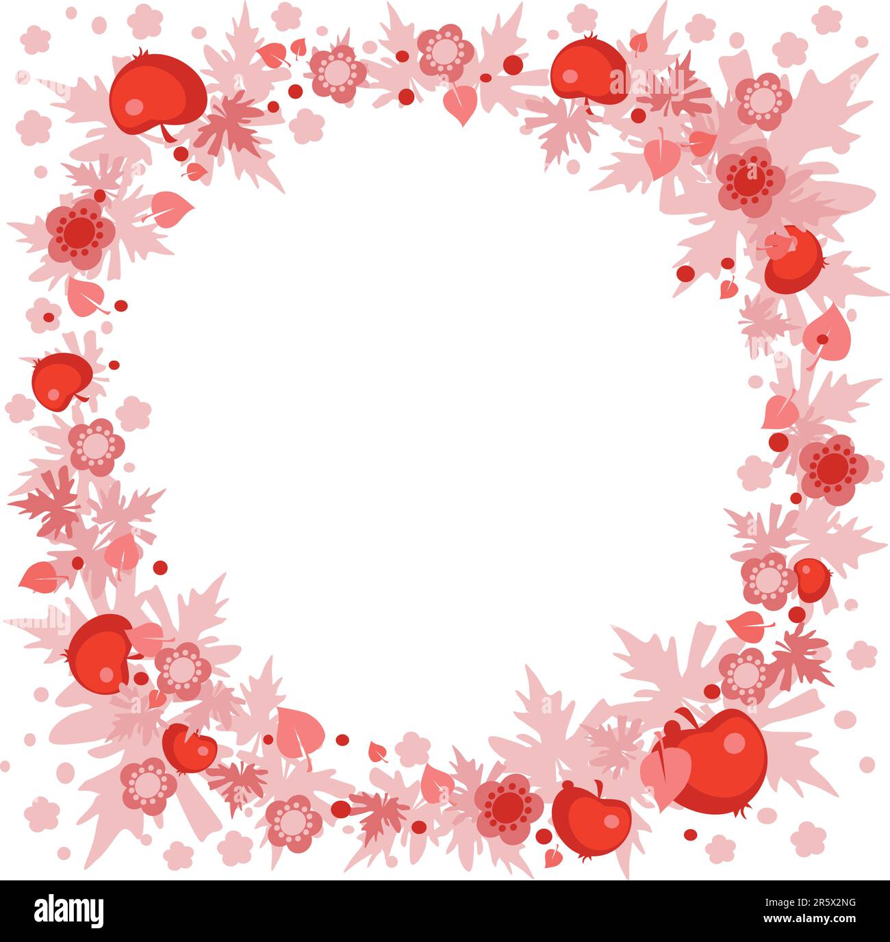 vignette with red apples and butterfly Stock Vector