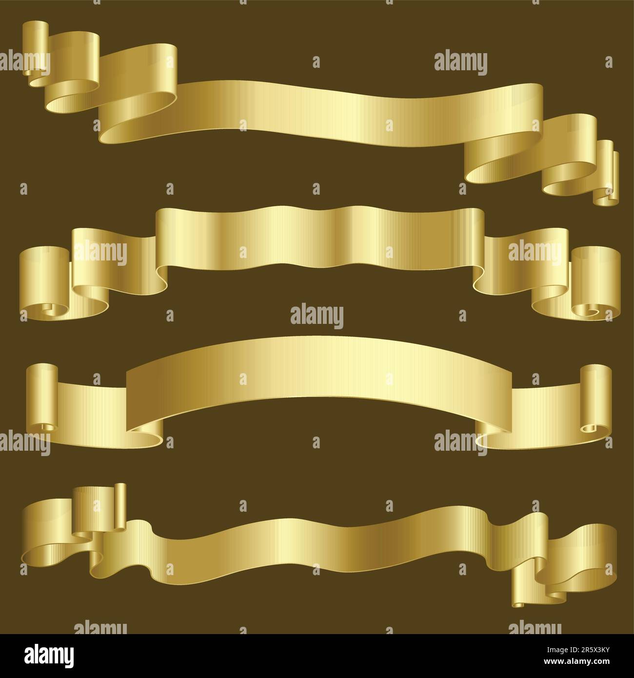 Metallic gold ribbons and banners Stock Vector Image & Art - Alamy