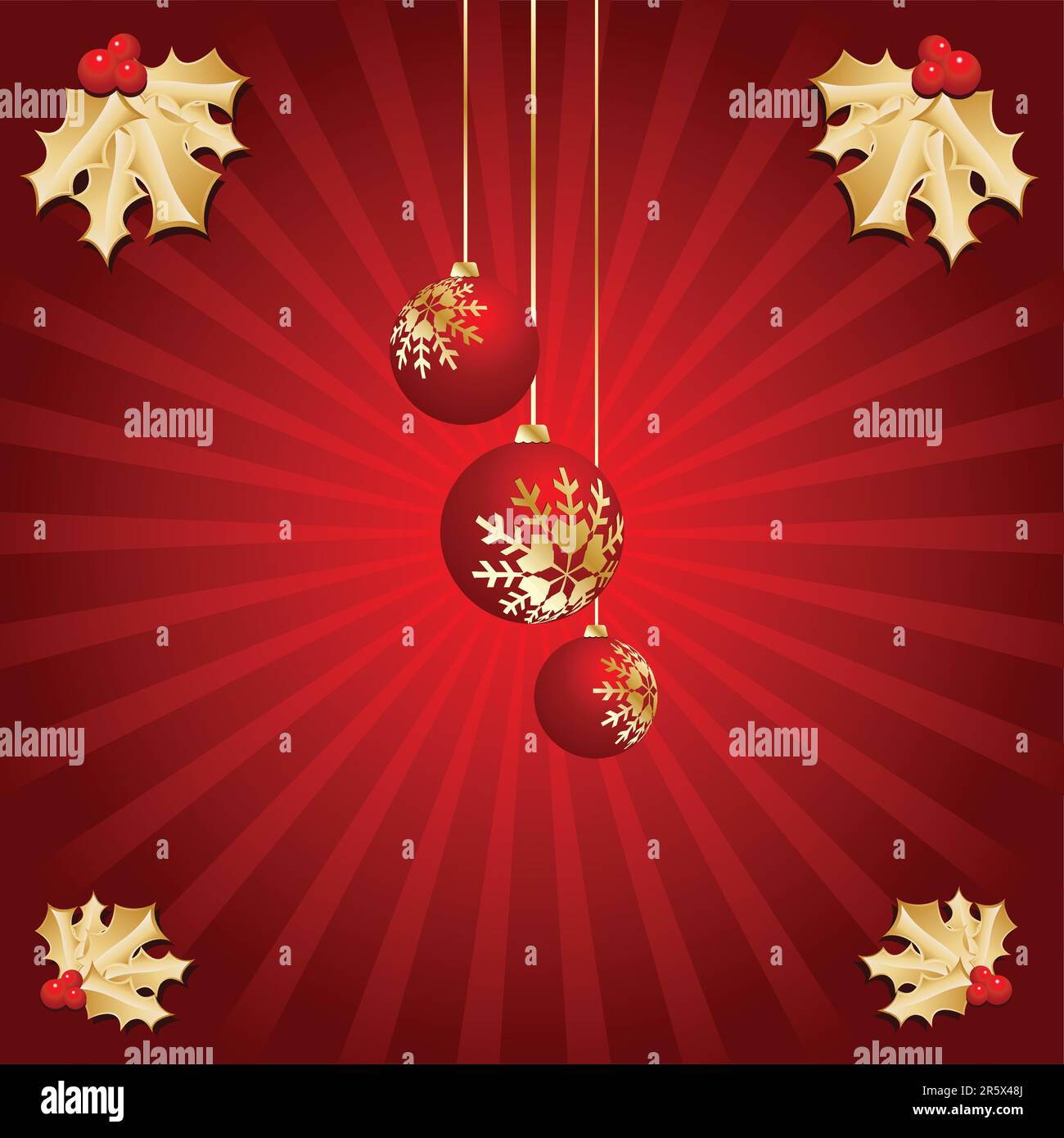 Christmas background with holly Stock Vector