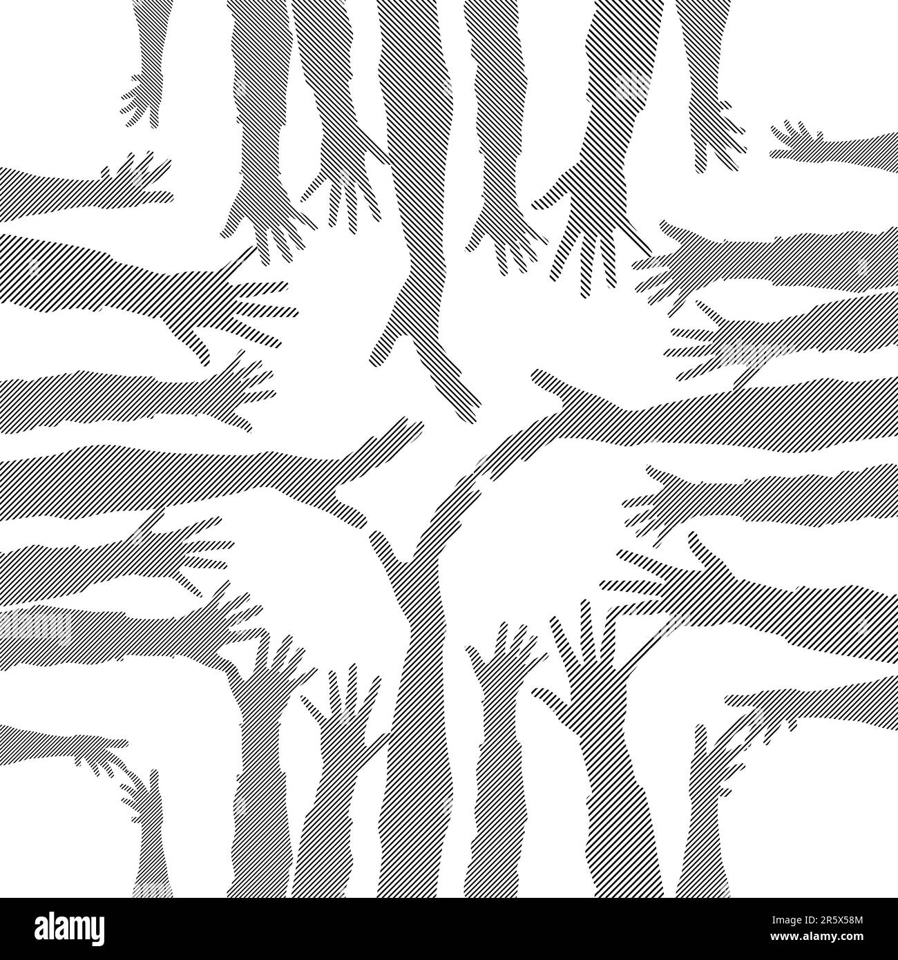 black and white symbols made from hands Stock Vector