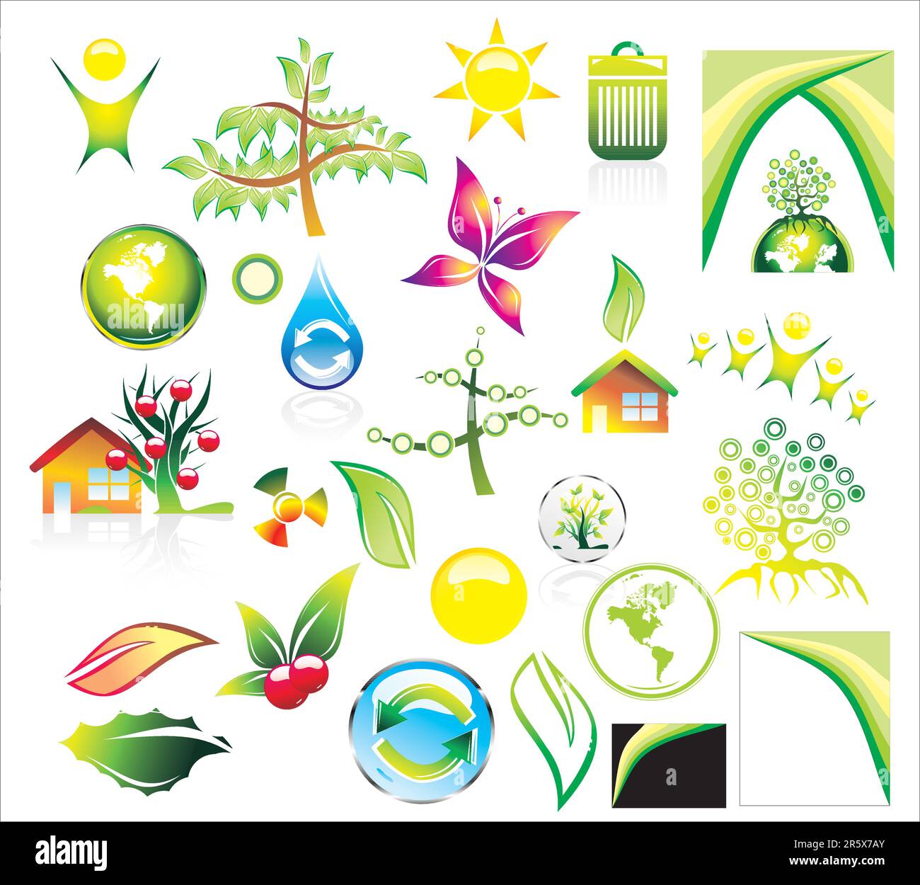 Complete Environment ans recycle Icon set and Business card background ...