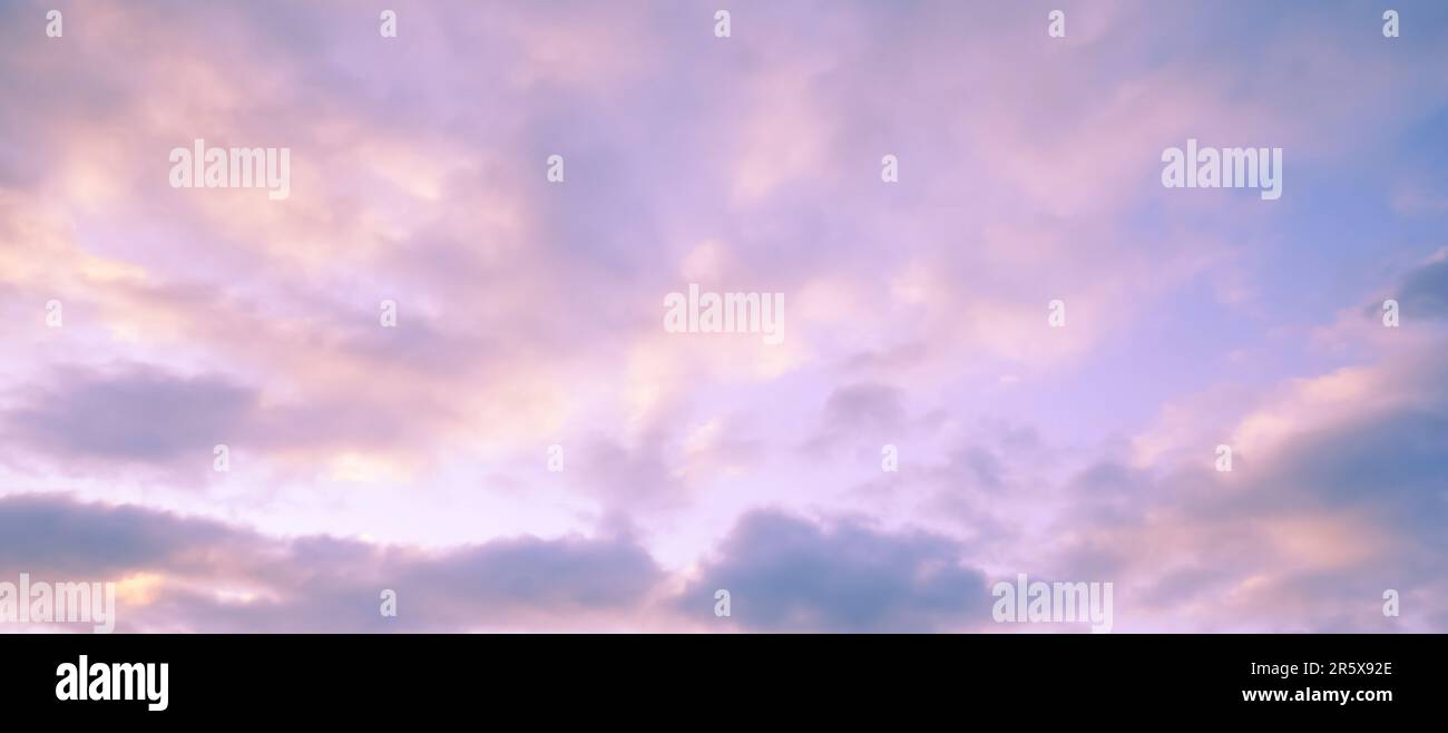 Beautiful panorama of sky with clouds at sunset. Banner design Stock ...