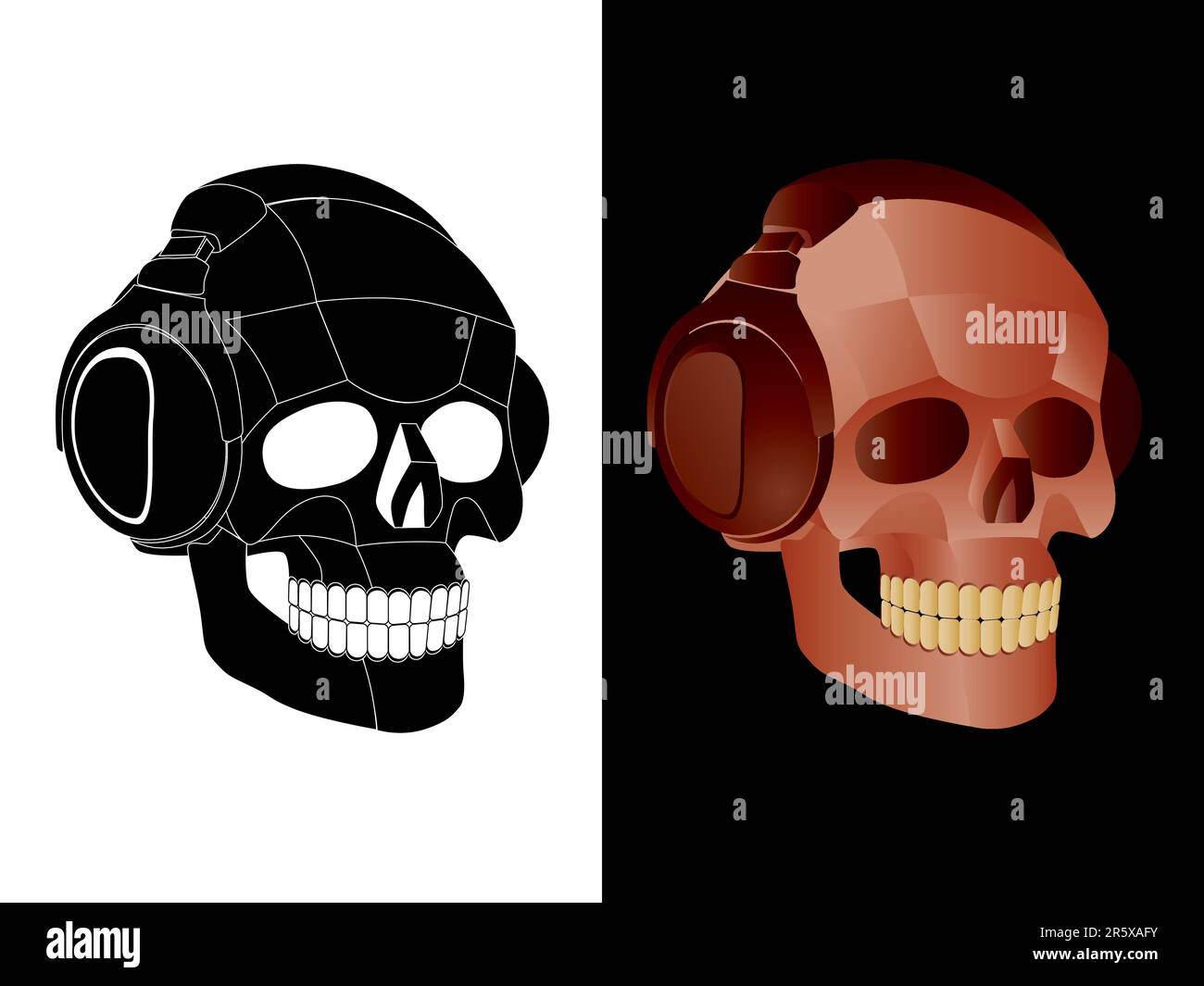 Vector image of skull with headphones Stock Vector Image & Art Alamy