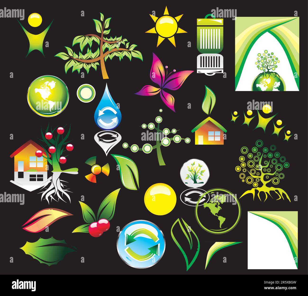 Complete Environment ans recycle Icon set and Business card background ...