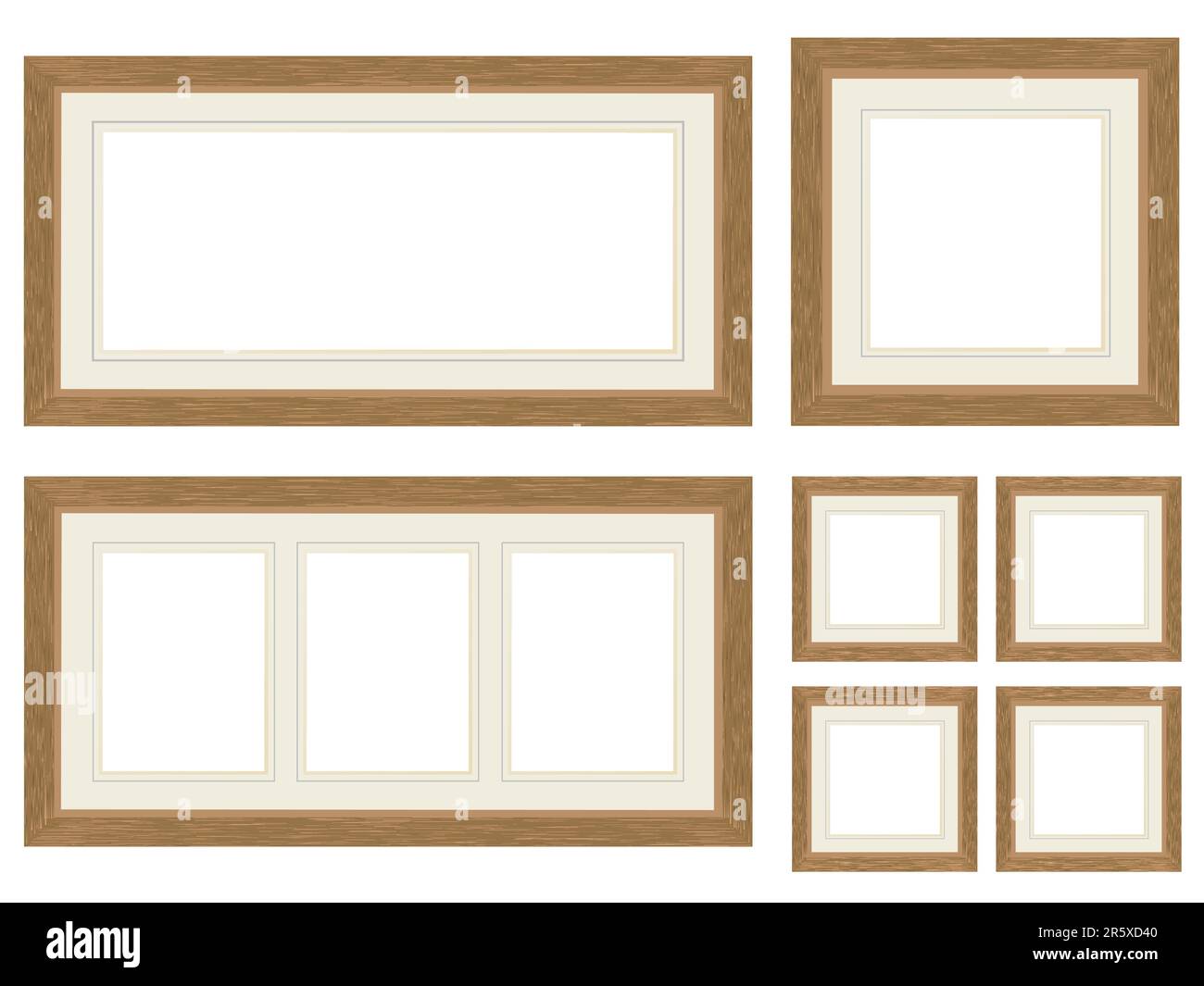 Set of wood effect picure frames Stock Vector